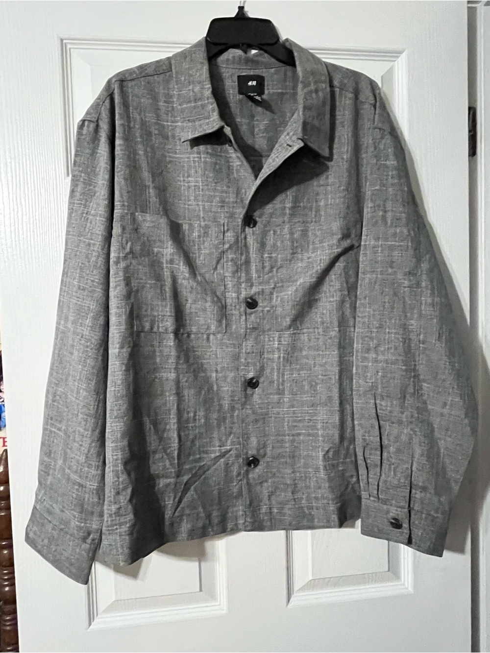 H&M Gray Lightweight Button-Front Shirt Jacket
